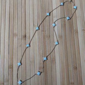 Teal and Gold Clover Necklace